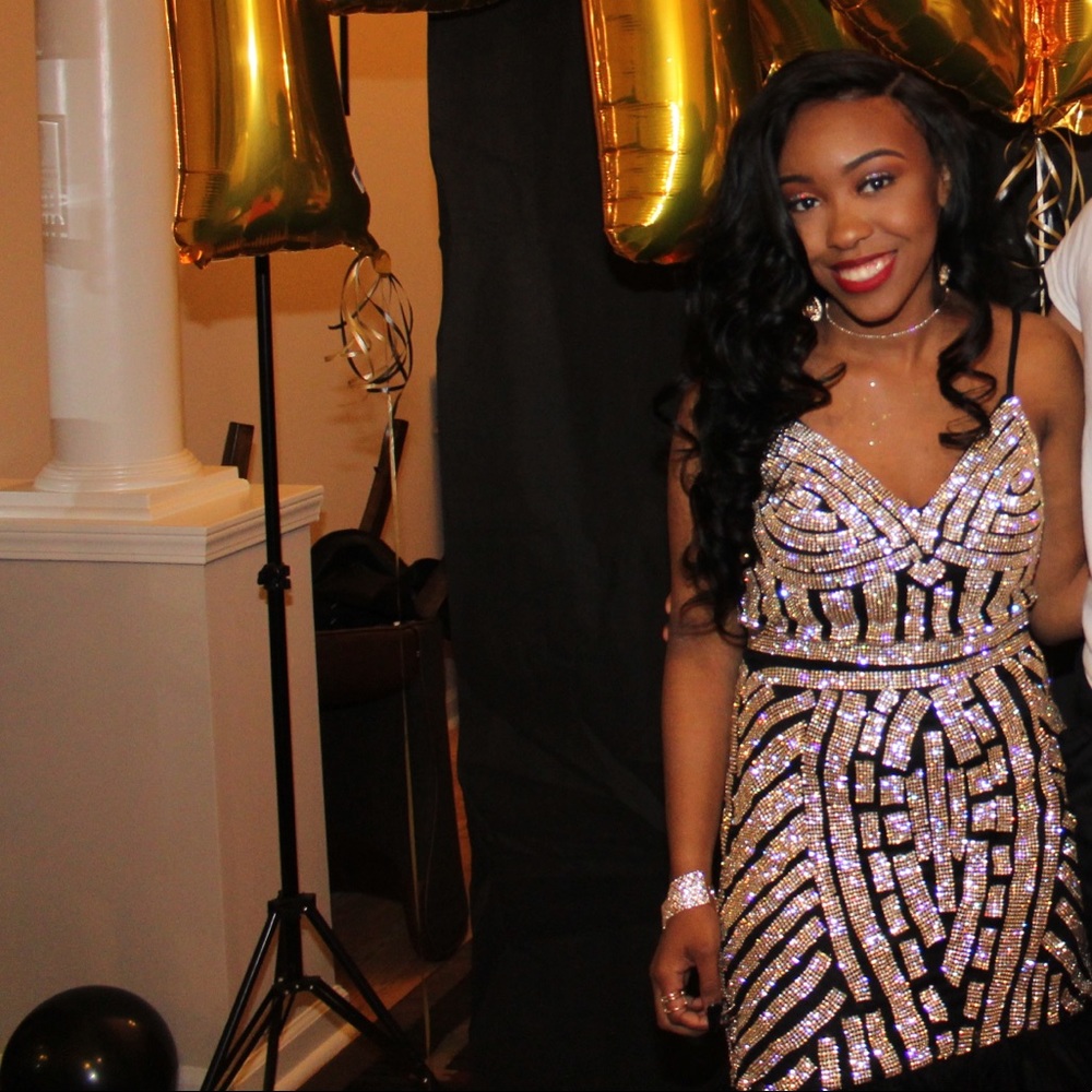 Hand Studded Bedazzled Prom Dress